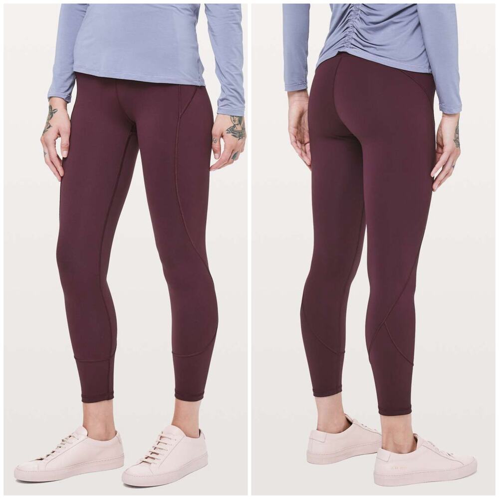 Lululemon In Movement 7/8 Tight Size 8 Everlux 25" Dark Adobe Red Gym Workout